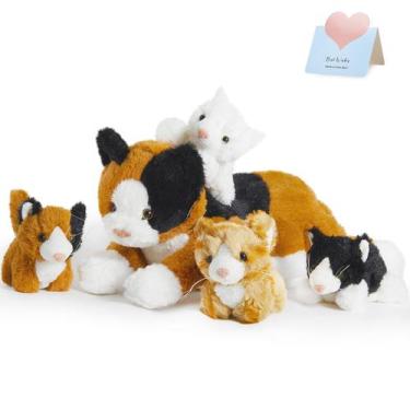 Imagem de Conjunto de bichos de pelúcia Houssbaby Cat com gatinhos para crianças