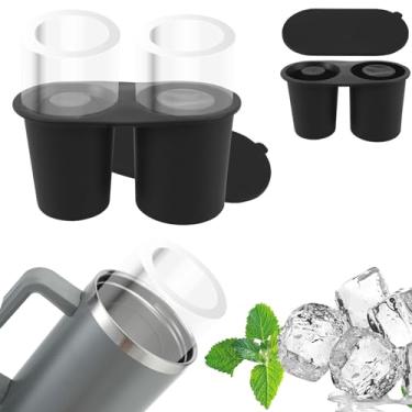 Imagem de 2 bandejas para cubos de gelo com tampas, moldes de silicone para cubos de gelo de 30 a 1,134 g, bandeja de gelo empilhável de fácil liberação, bandeja reutilizável para cubos de gelo sem odor para