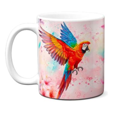 Imagem de Caneca Arara Azul Em Aquarela Xícara Criativa Fauna Brasil (Branca)