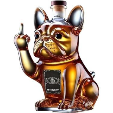 Imagem de Estátua De Arte - Garrafa De Uísque Bulldog Engraçada Garrafa De Vidro De Vinho De Whiskey Para Cães Decantador De Vinho Único Bar Para Casa Decoração Para Amantes De Bulldog, B
