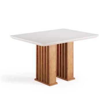 Imagem de Mesa Sala de Jantar Tampo com Vidro Mond 1,20m Madeirado/Off White Viero