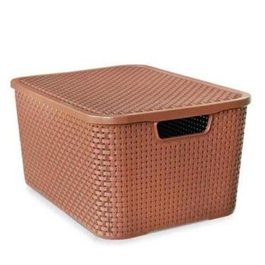 Imagem de Caixa Com Tampa Organizadora 15 Litros Rattan Multiuso 1 Un - Arqplast
