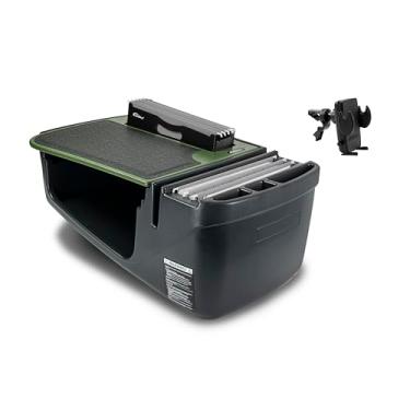 Imagem de AutoExec Mesa de carro Efficiency FileMaster para sua estação de trabalho de veículo e escritório móvel, verde exército com clipe de ventilação de telefone