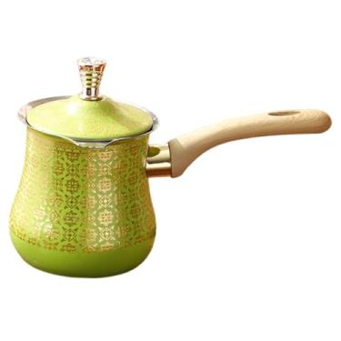 Imagem de ＫＬＫＣＭＳ Cafeteira de aço inoxidável multifuncional para derreter chocolate com tampa, cafeteira verde para cozinha de restaurante e acampamento, 550 Ml