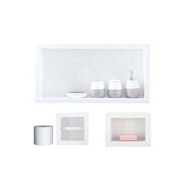 Imagem de Nicho Em Porcelanato Para Banheiro - Kit com 3 peças (Branco) - Oeste 