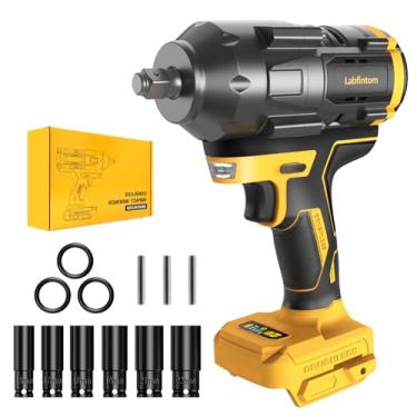 Imagem de Labfintom Chave de impacto sem fios para bateria De-Walt de 20 V, pistola de impacto de par de 1/2 polegadas de altura, driver de impacto de potência sem escovas de 1200 N.m) com
