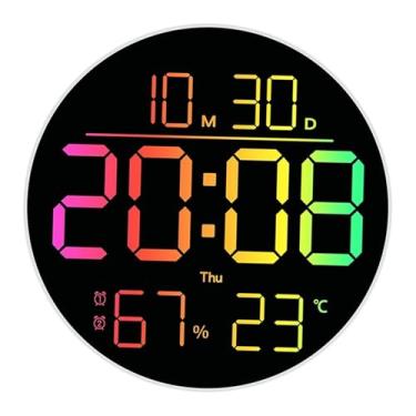 Imagem de WeiLaiKeQi Relógio de parede digital com controle remoto, data, semana, calendário 12/24 horas, com luz noturna, despertador para presente de inauguração de
