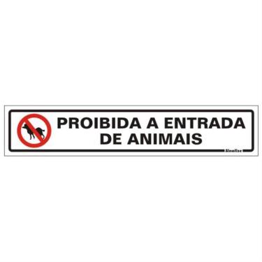 Imagem de Placa de Poliestireno Auto-Adesiva 5x25cm Proibido a Entrada de Animais - 200 BO - SINALIZE