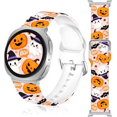 Imagem de Vieeki Pulseira de relógio Halloween Pumpkins compatível com Samsung Galaxy Watch 8 de 40 mm, 44 mm/8 Classic de 46 mm (pulseira de 22 mm com adaptador de aço inoxidável) rosa Z1 de 22 mm