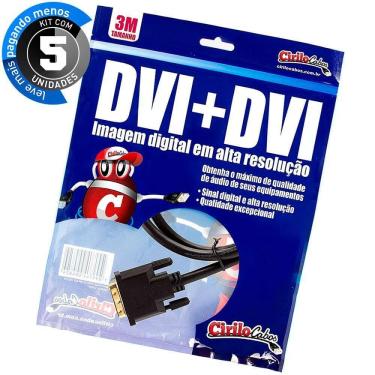 Imagem de Kit Com 5 Cabos Dvi Para Dvi, 3 Metros - Cirilo Cabos