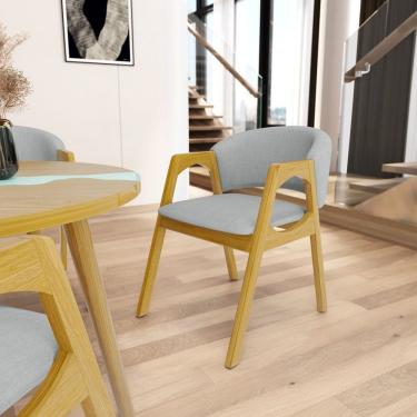 Imagem de Cadeira Agatha Madeira Maciça Estofada Para Mesa De jantar