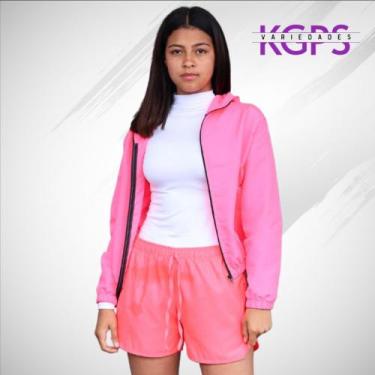 Imagem de Conjunto Jaqueta Corta Vento e Short Curto Tecido Tactel - Rosa - Cowg