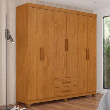 Imagem de Guarda-Roupa Solteiro Aurora 6 Portas 2 Gavetas 22116 Cinamomo - Cario