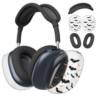 Imagem de BlHMCASE Capa de fone de ouvido para AirPods Max, capas legais para fones de ouvido transparentes, capa de silicone preta para Apple AirPods Max