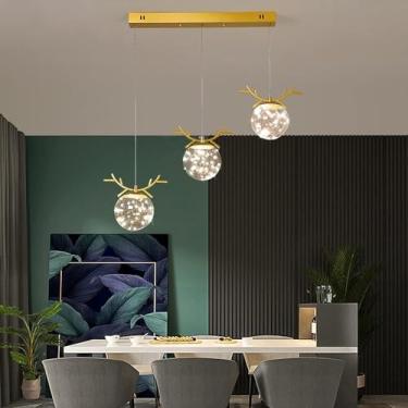 Imagem de Lustre de restaurante tricolor com escurecimento, três cabeças de luz, sala de jantar de luxo, mesa de jantar, luzes pendentes, criatividade, designer, pequeno lustre, decoração moderna