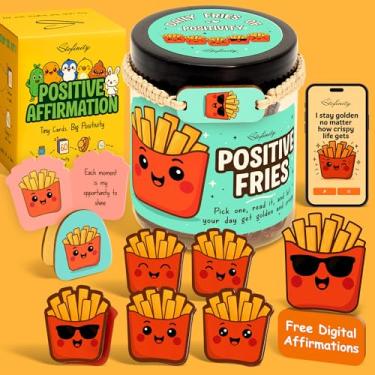 Imagem de Stofinity Pote de afirmação de batatas fritas de apoio emocional – cartões de afirmações positivas para meninas adolescentes presentes na moda, presentes engraçados para mulheres e homens, colegas de