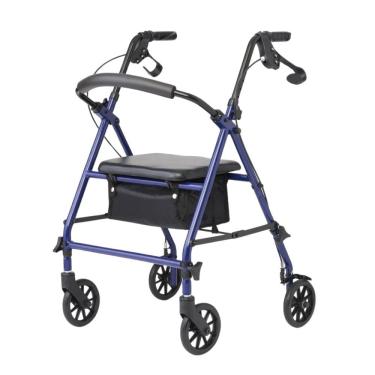 Imagem de Andador Rollator Medline com Assento, Estrutura de Aço e Rodas, Suporta até 160 kg, Andador Médico, Azul