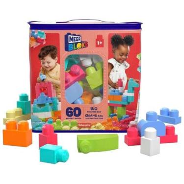 Imagem de Mega Blocos de Montar Brinquedo Educativo com 60 Peças Grandes Colorid