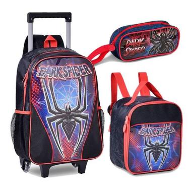 Imagem de Kit Mochila Infantil Spider Dark Aranha Lancheira Estojo - Clio