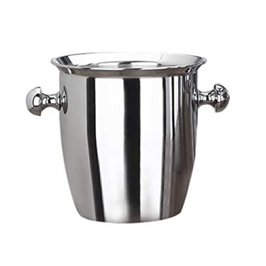 Imagem de Balde de gelo banheira de gelo balde de champanhe aço inoxidável balde de gelo espesso vinho fresco champanhe refrigerador balde de gelo para bar hotel festa balde de vinho balde refrigerador (cor: 2l