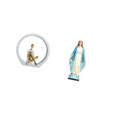 Imagem de Fenteer Estatueta de Leitora, Estátua de Abstrata para Mesa de Quarto, Peça Central, Escultura Religiosa Católica, Decoração de Estante de Faz