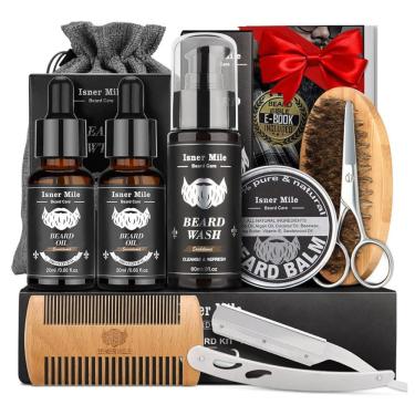 Imagem de Kit para Barba Profissional Portátil com Cera e Pente, 8 Itens, COMFY MATE, Preto