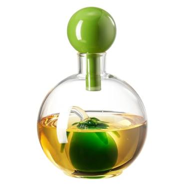 Imagem de Garrafa dispensadora de azeite de oliva de vidro de 293 ml com azeitona de vidro, bico sem gotejamento para cozinhar e molho de salada, óleos transparentes e vinagre, cozinha, jantar ou presente