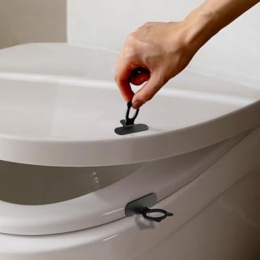 Imagem de 2 peças elevador de tampa de vaso sanitário alça de silicone abridor de tampa acessório de banheiro ferramenta antiderrapante para assento de vaso sanitário e uso no banheiro