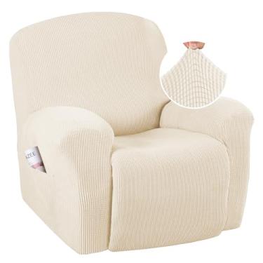 Imagem de H.VERSAILTEX Capas para poltronas reclináveis superelásticas para poltronas reclináveis antiderrapantes para poltronas reclináveis grandes padrão, macias (1 pacote, porcelana amarelada))