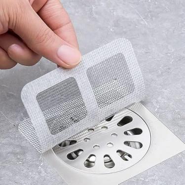 Imagem de Pacote com 50 almofadas de filtro de drenagem para chuveiro e cozinha, protetor de ralo descartável para evitar entupimentos, filtro de cabelo para pia de banheiro e cozinha