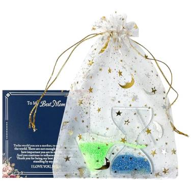 Imagem de Temporizadores de ampulheta de areia com cartão, ampulheta luminosa que brilha no escuro para decoração de casa de escritório para minha mãe