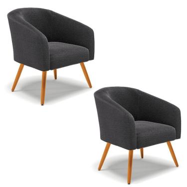 Imagem de Cadeira Sala De Jantar Pé Palito Castanho Kit 2 Stella Bouclê D03 - D'rossi Cor Grafite