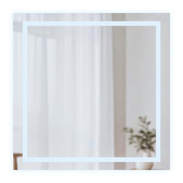 Imagem de Espelho Quadrado Emoldurado Led Touch Luxo 70x70cm Mr-bh004 Alira Home