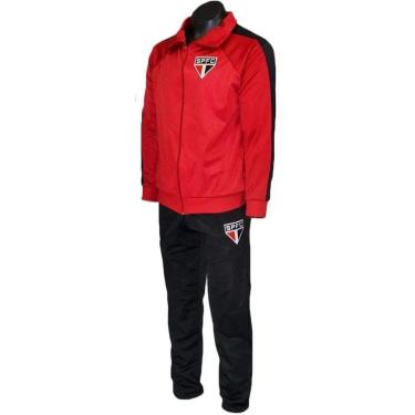 Imagem de Agasalho Conjunto Jaqueta Calça São Paulo Trilobal Vermelho-Masculino
