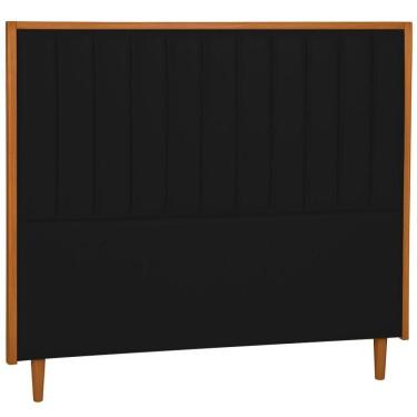 Imagem de Cabeceira Estofada Queen Imperial Couro Preto 160 Cm