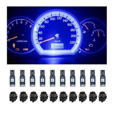 Imagem de Dickno 10 peças de luzes LED T5 para painel de carro, substituição de luz alta 3030-3SMD com soquete de trava de torção, lâmpada LED para painel de instrumentos de painel de instrumentos de painel de instrumentos de painel de luzes (azul)