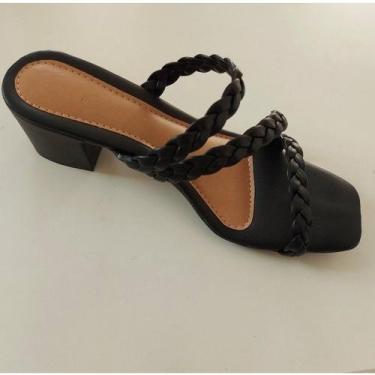 Imagem de Sandália Feminina Tamanco de salto Grosso Bloco do 34 ao 42 Modelo tra