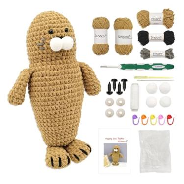 Imagem de Noocro Kit de crochê Amigurumi para iniciantes, kit de pelúcia "faça você mesmo" com fio de chenille macio, gancho de crochê, enchimento, olhos e instruções completas – Presente perfeito para
