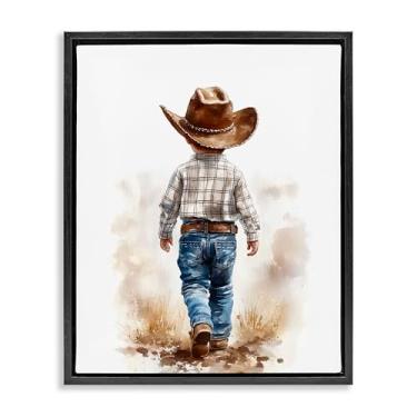 Imagem de Stupell Industries Arte de parede em tela flutuante marrom rústica cowboy infantil, design de Christine Simpson Art, 53 x 43 cm