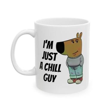 Imagem de Caneca de meme Chill Guy, xícara de café engraçada para amantes de humor, presente de meme viral da Internet, caneca de cerâmica em 325 g e 425 g, na moda todos os dias