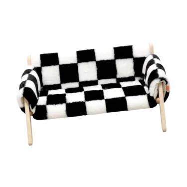 Imagem de predolo Sofá de Madeira Macia para Gatos com Capa de Colchão Removível E Apoio de Braço. Cama Elevada para Gatos de Interior, Ideal para Gatinhos No Inverno.