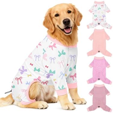 Imagem de Bienbee Pijamas para cães, 4 peças, pijamas macios e elásticos para cães, fantasia para cães pequenos, médios e grandes, meninos e meninas (conjunto rosa) - 2GG