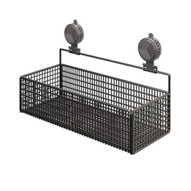 Imagem de KiBcsLic Organizador de banheiro com ventosa, suporte de parede moderno e multifuncional em ferro para pendurar no chuveiro ou vestiário, Black M