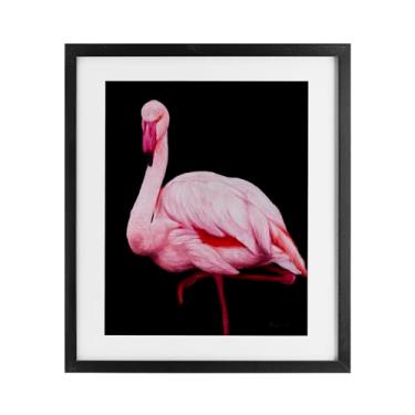 Imagem de Stupell Industries Flamingo contrastante em preto preto emoldurado sob vidro, design por James Corwin, 21 x 17