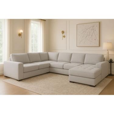 Imagem de Sofá de Canto Gênova Master Linha Alta 6 Lugares com Chaise Premium Molas Ensacadas - Magna Estofados