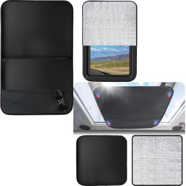 Imagem de Kit de proteção UV e blackout total para RV: persiana magnética com bolso e cobertura de claraboia. Bloqueador solar de isolamento de 3 camadas para portas de trailers, janelas, aberturas de telhado