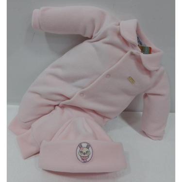 Imagem de Kit Luxo Touca + Macacão Soft Bebê Menina Zafielo Ref 552  - Rosa - RN ( 0 - 1 MES )-Feminino