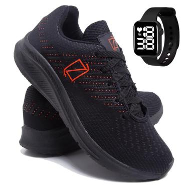 Imagem de Tênis Masculino Esporte Treino Academia Corrida Super Leve Confortável e Relógio-Masculino