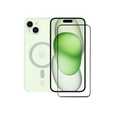 Imagem de Kit Capa Magsafe Transparente e Pelicula Ultra Glass Preta para iPhone 15 Plus - Gshield