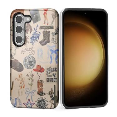 Imagem de MQJCYB Capa para Samsung Galaxy S25, híbrida, resistente, 2 em 1, de corpo inteiro, resistente, à prova de choque, capa brilhante para Samsung Galaxy S25 Cowgirl Western Country Cowboy Howdy